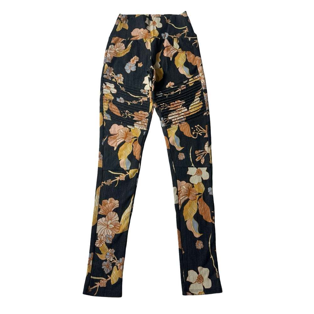 Agnes & Dora Floral Moto Jeggings Women’s XS Black Stretch Skinny Pants Like New